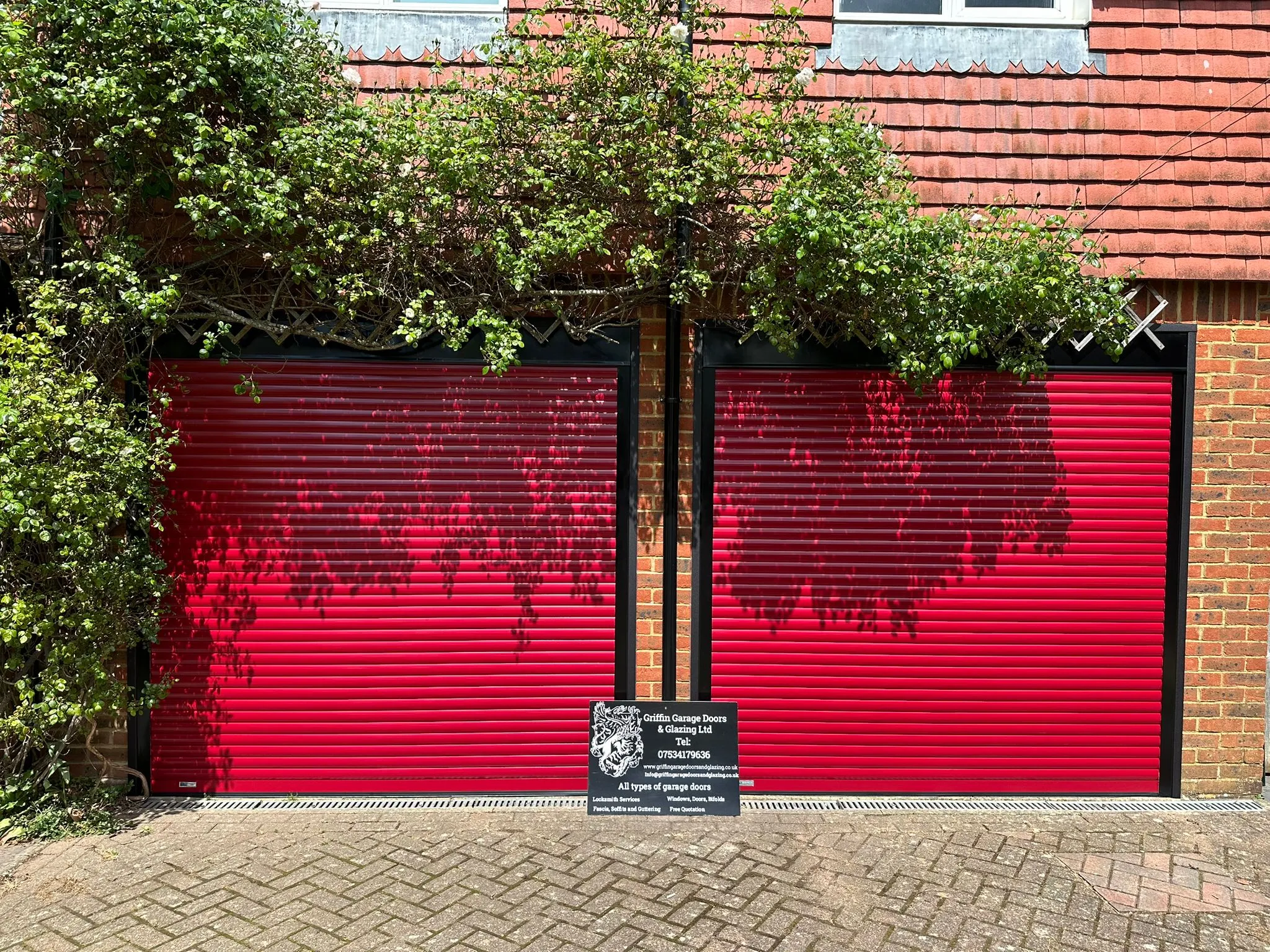 double red garage doors